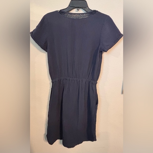 Talbots Blue Midi Sundress V-Neck Short Sleeve Front Tassel Tie Size SP - Picture 7 of 7